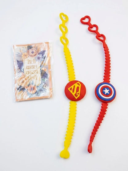 Anouk Set Of 2 Superhero Kids Rakhi With Roli Chawal Chandan Mishri