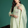 Dhiyona IE Floral Embroidered Thread Work Kurta With Trousers & Dupatta