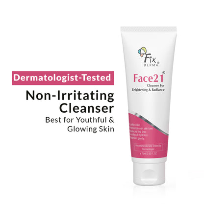 Fixderma Face21 Cleanser, Skin Brightening Cleanser, Exfoliates Dead Cells, Remove Pigmentation