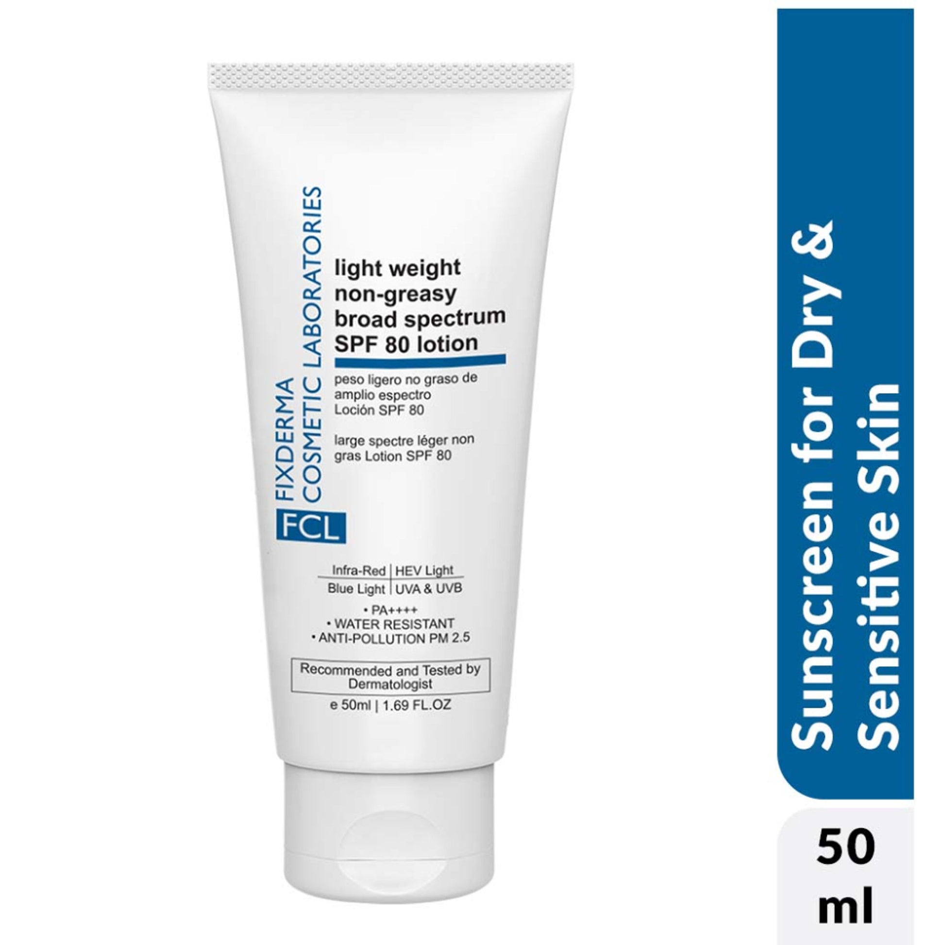 FCL Light Weight NonGreasy Broad Spectrum SPF 80 Lotion PA++++, NonComedogenic Sunscreen