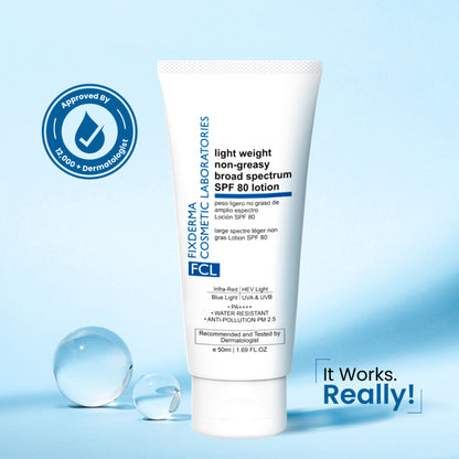 FCL Light Weight NonGreasy Broad Spectrum SPF 80 Lotion PA++++, NonComedogenic Sunscreen