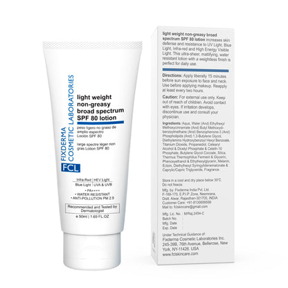 FCL Light Weight NonGreasy Broad Spectrum SPF 80 Lotion PA++++, NonComedogenic Sunscreen