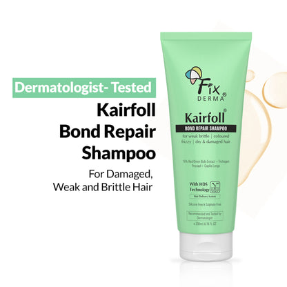 Fixderma Kairfoll Bond Repair Shampoo, 15% Red Onion Shampoo with Castor Oil for Hair Growth