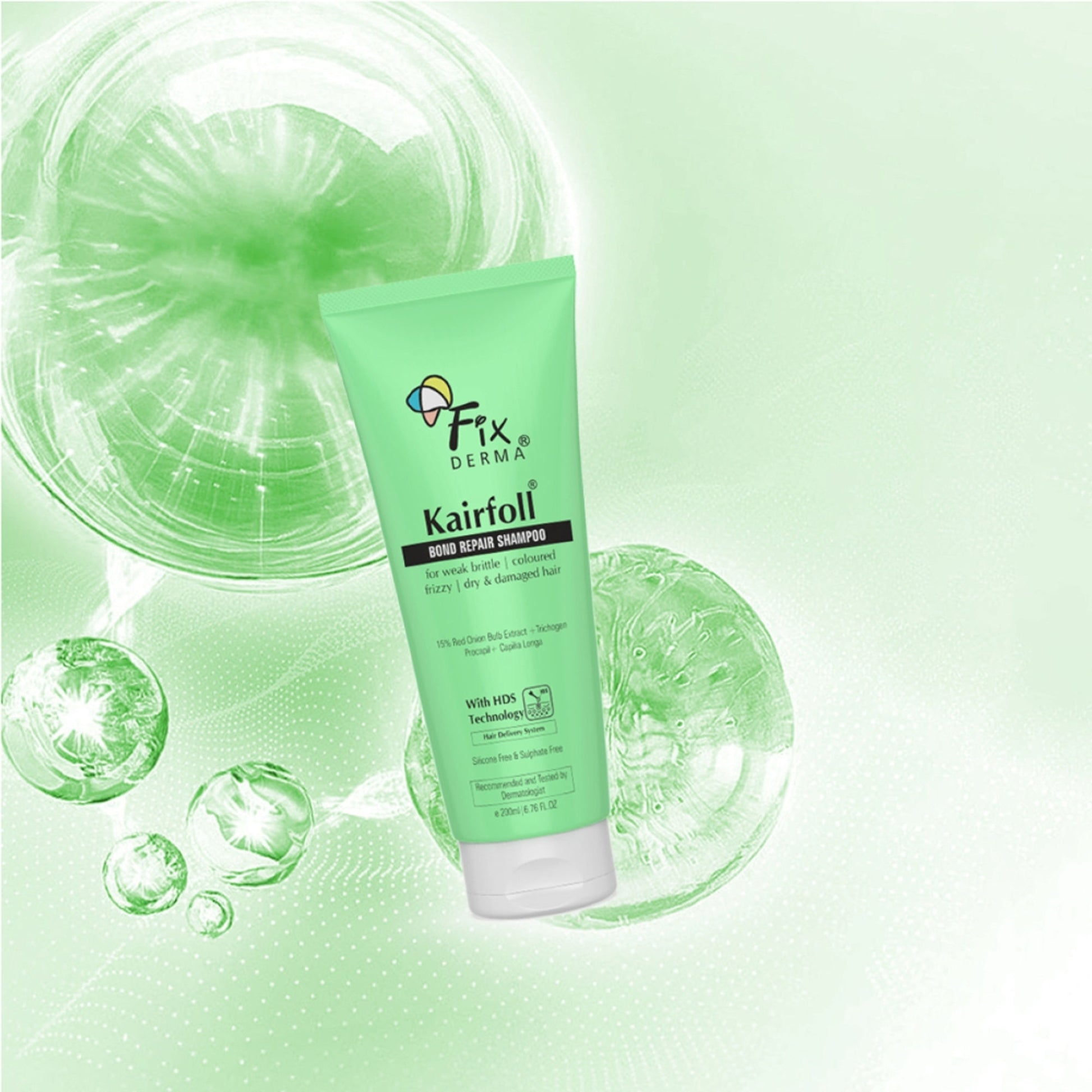 Fixderma Kairfoll Bond Repair Shampoo, 15% Red Onion Shampoo with Castor Oil for Hair Growth