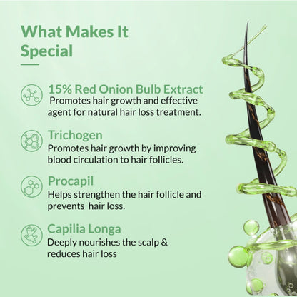 Fixderma Kairfoll Bond Repair Shampoo, 15% Red Onion Shampoo with Castor Oil for Hair Growth