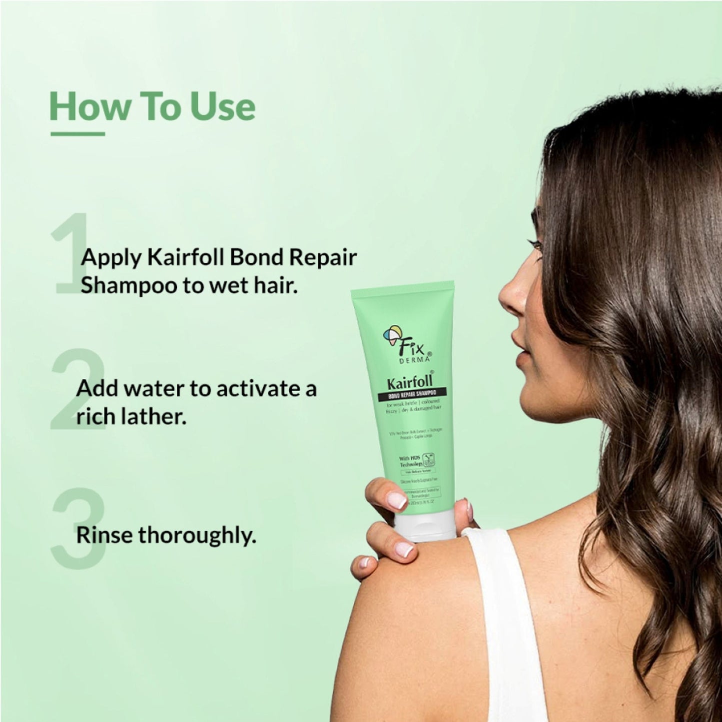 Fixderma Kairfoll Bond Repair Shampoo, 15% Red Onion Shampoo with Castor Oil for Hair Growth