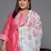 Dhiyona VA Women's Floral Yoke Design Sequinned Chanderi Silk Kurta with Trousers & Dupatta