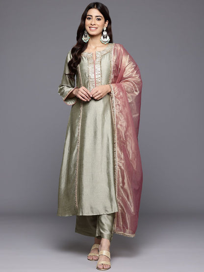Dhiyona VA Women's Ethnic Motifs Embroidered Kurta with Palazzo & Dupatta