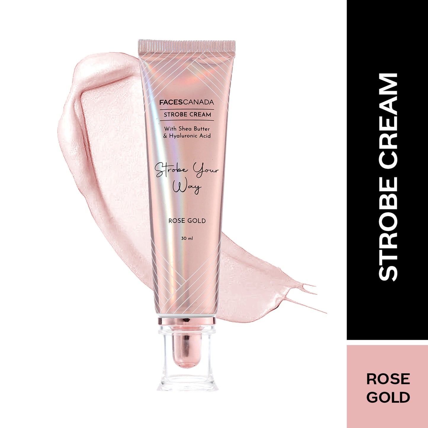 Faces Canada Strobe Cream Primer + Highlighter + Moisturizer With Hyaluronic Acid - Rose Gold