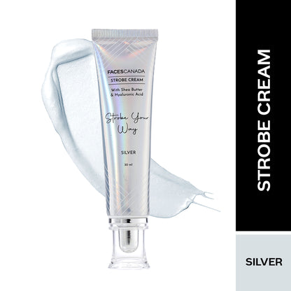 Faces Canada Strobe Cream Primer + Highlighter + Moisturizer With Hyaluronic Acid - Silver