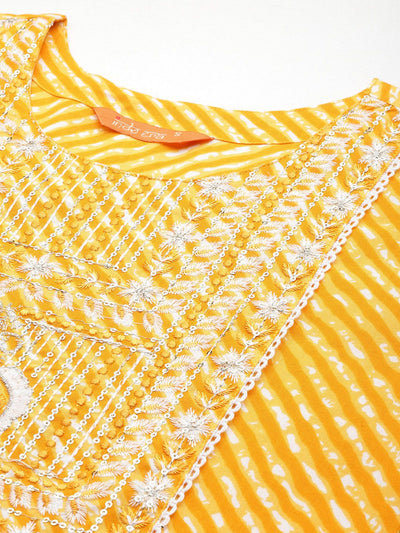Indyancart IE Leheriya Printed Sequinned Kurta