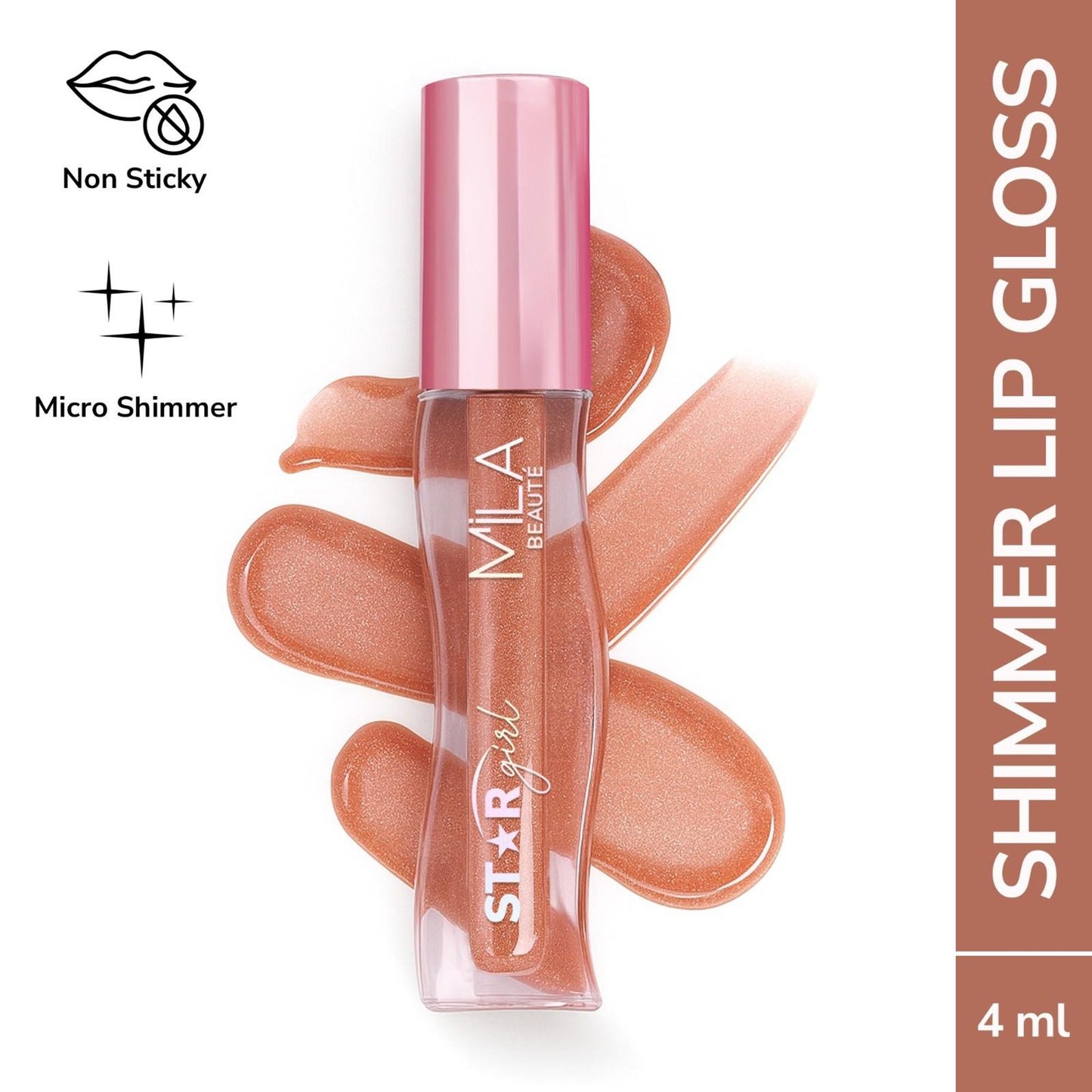 Mila Beauté Star Girl Lip Gloss With Peptides Collagen & Micro Shimmers - Moonlight
