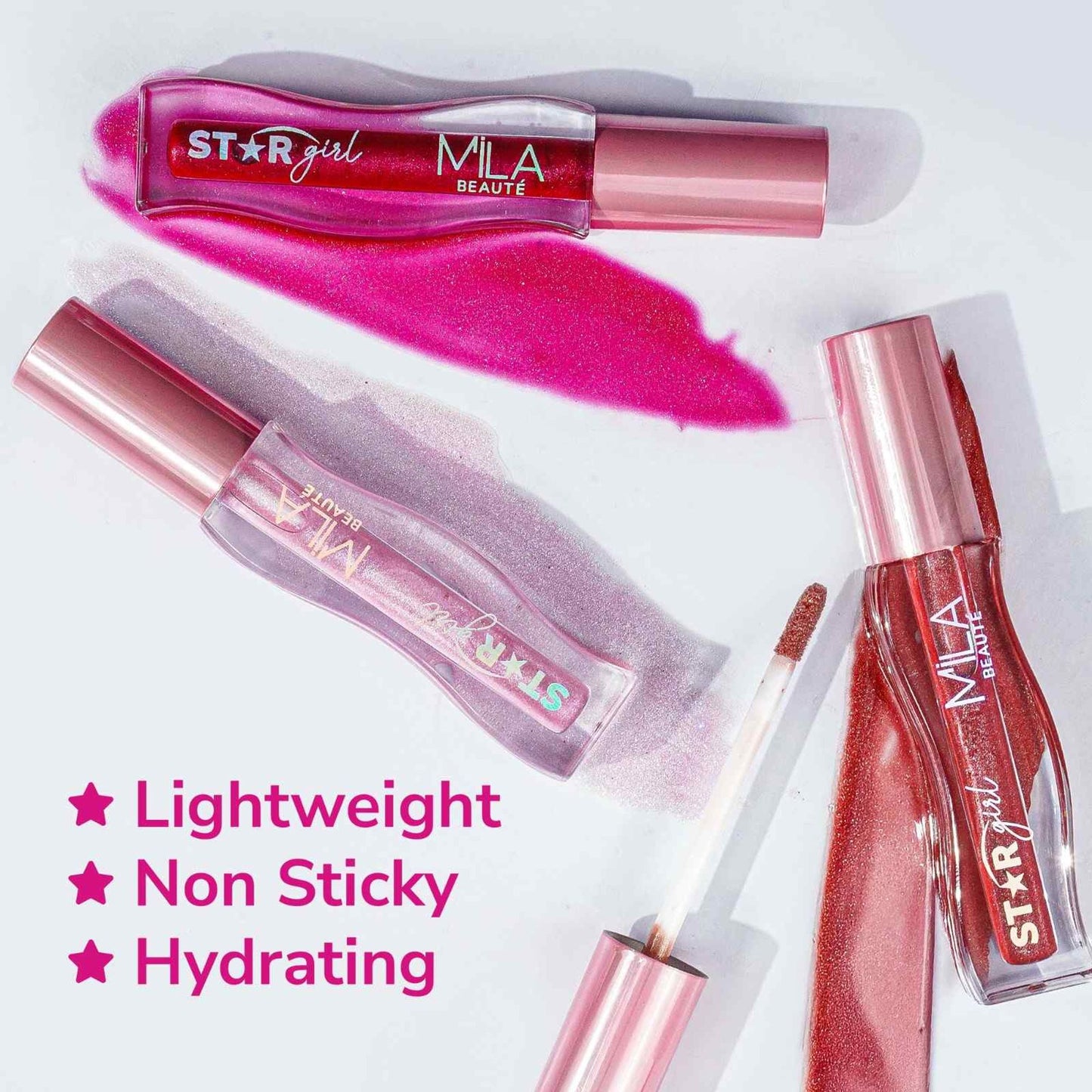 Mila Beauté Star Girl Lip Gloss With Peptides Collagen & Micro Shimmers - Stargirl