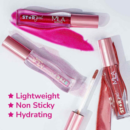 Mila Beauté Star Girl Lip Gloss With Peptides Collagen & Micro Shimmers - Stargirl