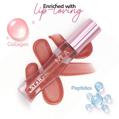 Mila Beauté Star Girl Lip Gloss With Peptides Collagen & Micro Shimmers - Prism