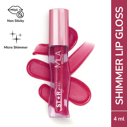 Mila Beauté Star Girl Lip Gloss With Peptides Collagen & Micro Shimmers - Twilight