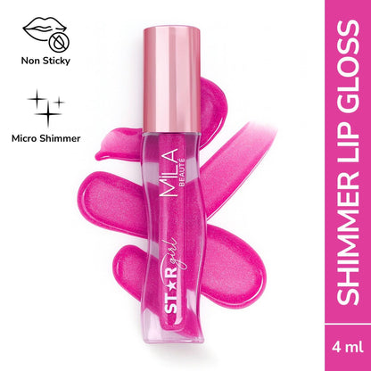 Mila Beauté Star Girl Lip Gloss With Peptides Collagen & Micro Shimmers - Stardust