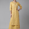 Indyancart IE Women Ethnic Motifs Printed Regular Gotta Patti Pure Cotton Kurta With Sharara