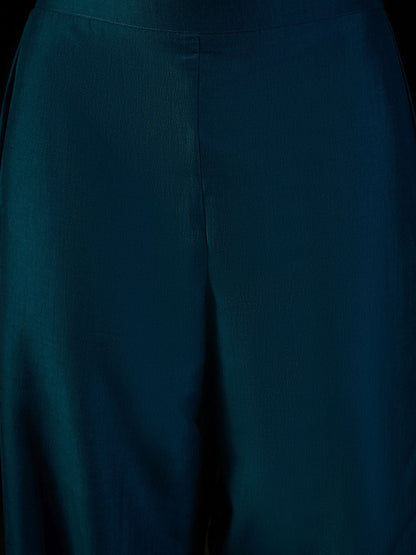 Indyancart IE Ethnic Motifs Embroidered Gotta Patti Straight Kurta With Trousers & Dupatta