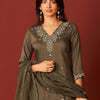 Dhiyona IE Women Ethnic Motifs Embroidered Regular Sequinned Kurta with Trousers & Dupatta