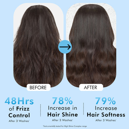MCaffeine Glossy Hair Shampoo, 3% Shine Complex, Shinier Hair in 1 Use, 48Hr Frizz Control
