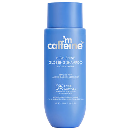 MCaffeine Glossy Hair Shampoo, 3% Shine Complex, Shinier Hair in 1 Use, 48Hr Frizz Control