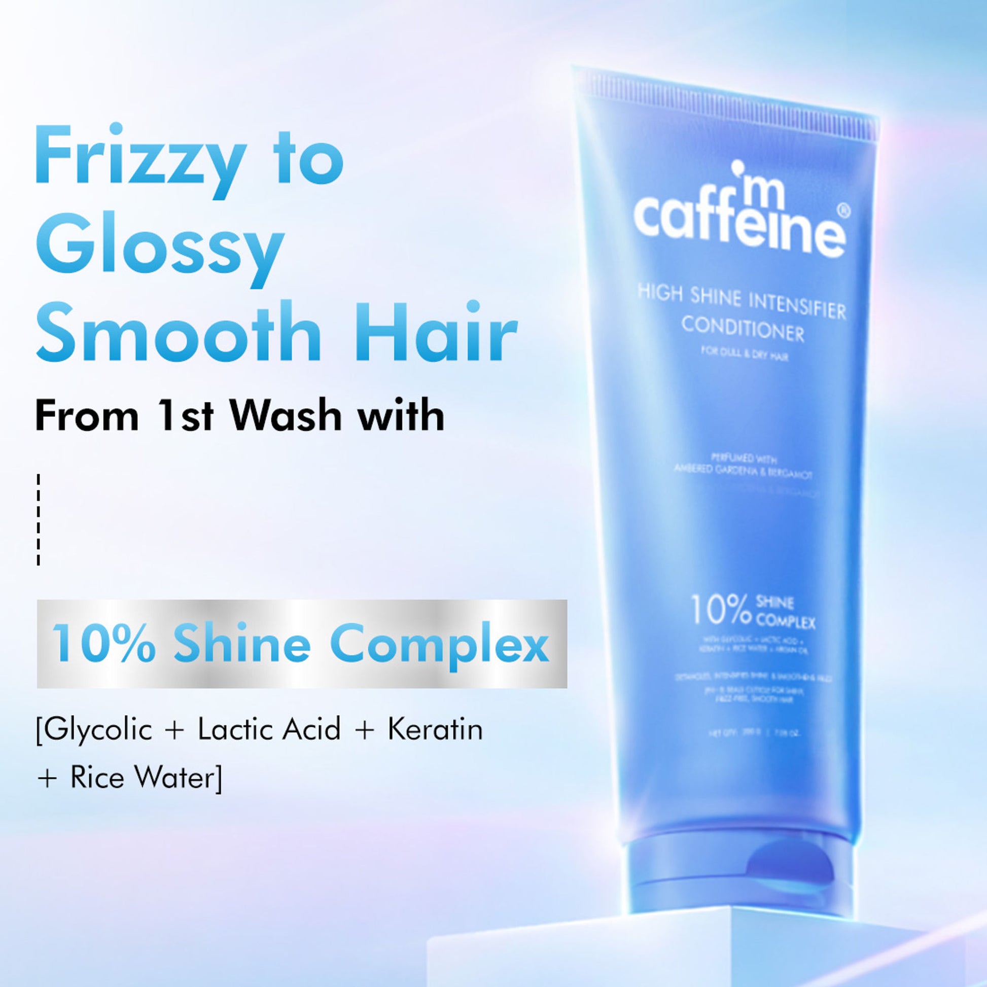 MCaffeine Glossy Hair Conditioner with 10% Shine Complex, Shinier Hair in 1 Use, 48 Hr Frizz Control
