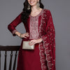 Dhiyona IE Women Yoke Design Regular Thread Work Kurta with Trousers & With Dupatta