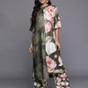 Dhiyona VA Women's Floral Printed Asymmetric Hem Straight Woolen Kurta with Printed Bottom