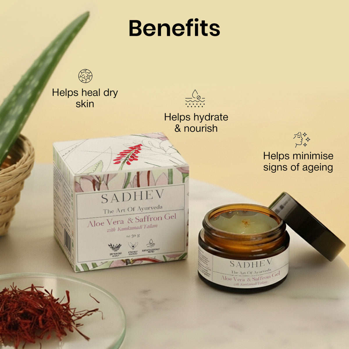 SADHEV Aloe Vera Gel With Saffron And Kumkumadi Thailam