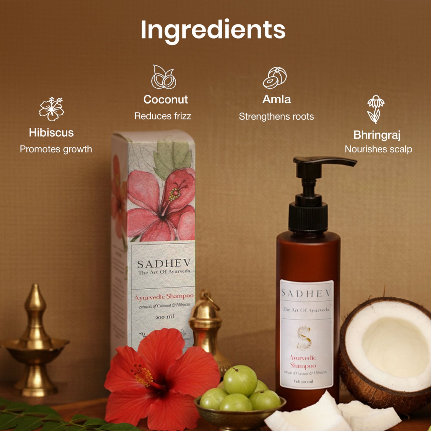 SADHEV Ayurvedic Shampoo - Coconut & Hibiscus