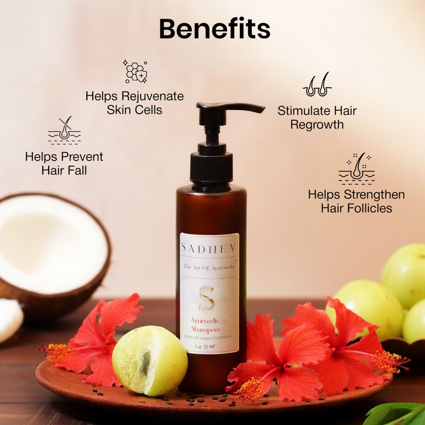 SADHEV Ayurvedic Shampoo - Coconut & Hibiscus