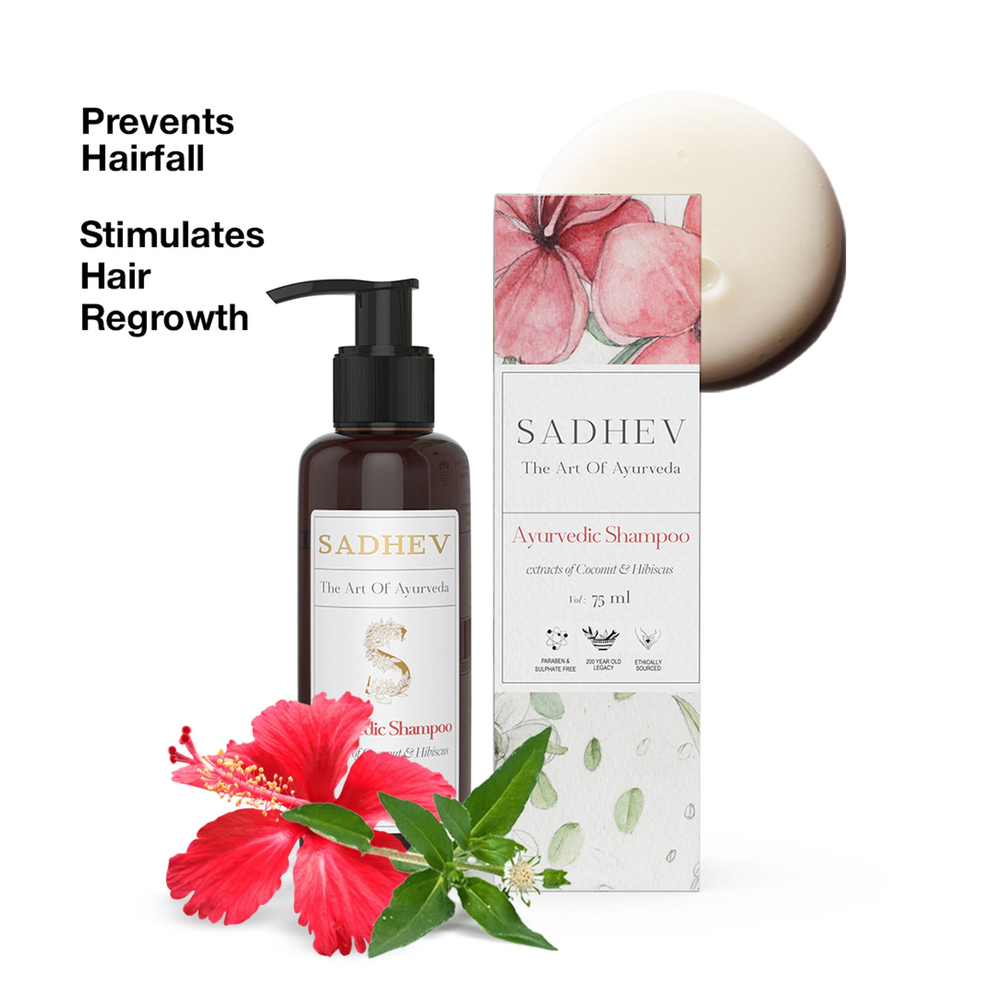 SADHEV Ayurvedic Shampoo - Coconut & Hibiscus