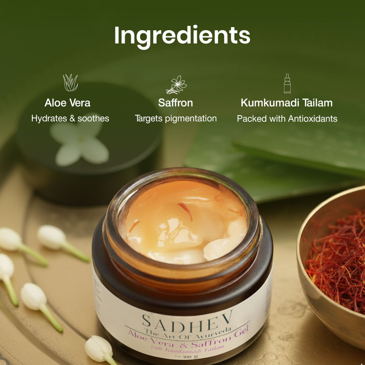 SADHEV Aloe Vera Gel With Saffron And Kumkumadi Thailam