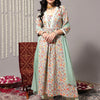 Dhiyona VA Women'sFloral Printed Empire Mirror Work Kurta With Trousers & Dupatta
