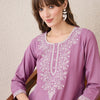 Dhiyona IE Floral Embroidered Thread Work Straight Kurta