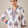 Dhiyona IE Floral Printed V-Neck Cotton A-Line Kurta With Trousers