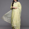 Dhiyona IE Women Green Floral Printed Liva Kurta with Palazzos & With Dupatta