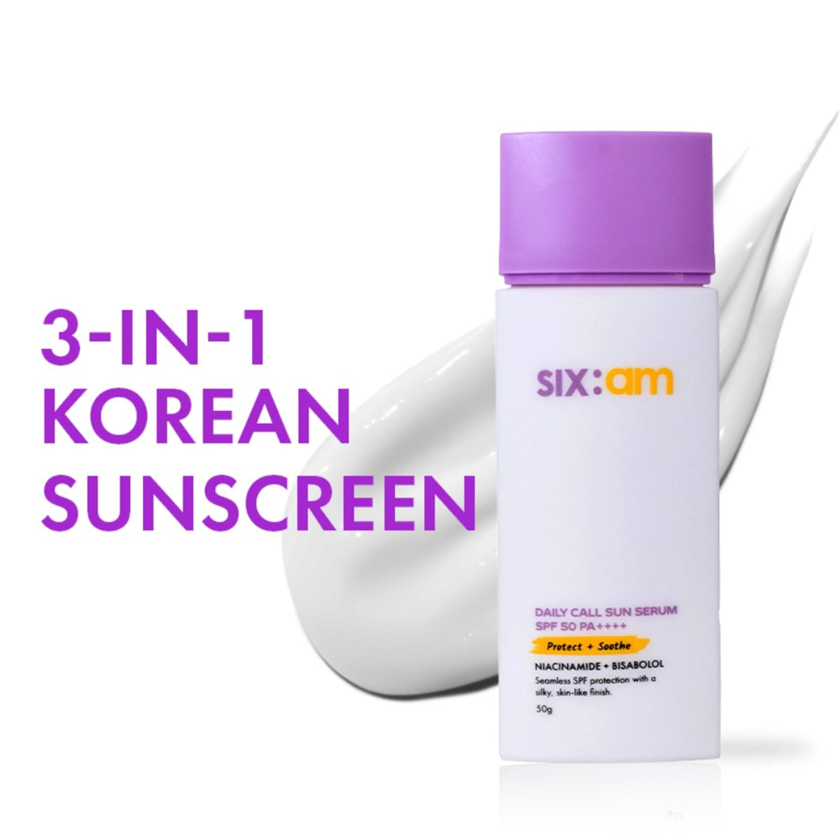 SIXAM Glow 3-in-1 Korean Daily Call Sun Serum 2% Niacinamide, Moisturiser & Sunscreen SPF 50 PA++++