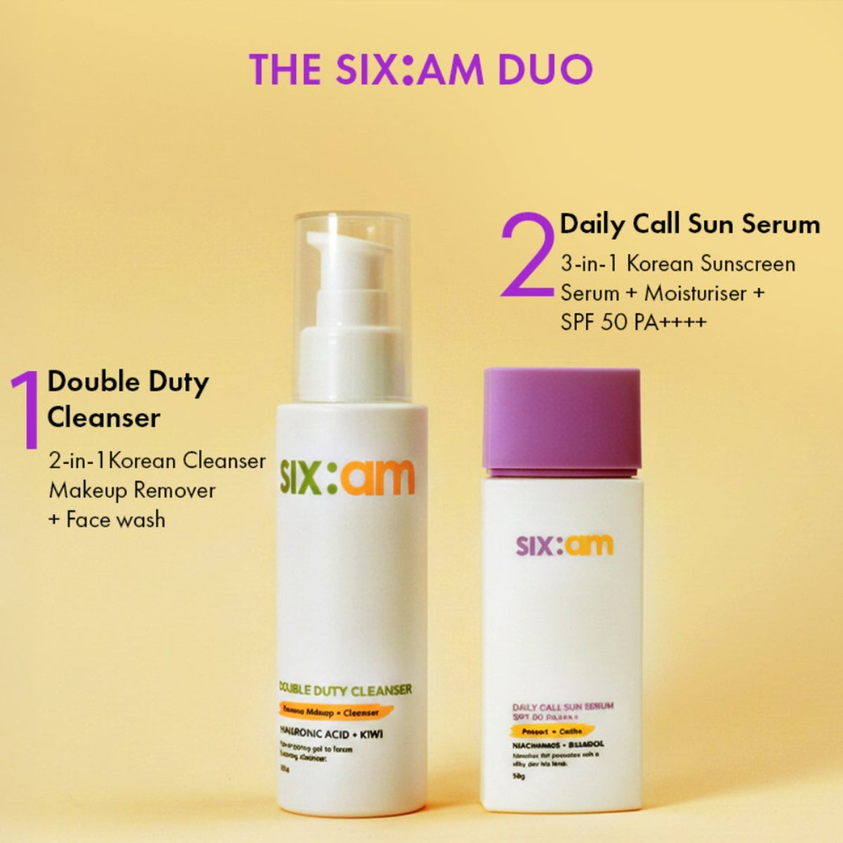 SIXAM Glow 3-in-1 Korean Daily Call Sun Serum 2% Niacinamide, Moisturiser & Sunscreen SPF 50 PA++++