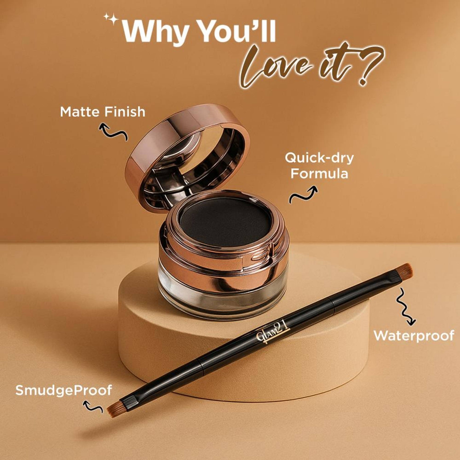 GLAM21 2-In-1 Eyebrow & Gel Eyeliner 24-Hour Stay Waterproof - 02 Brown