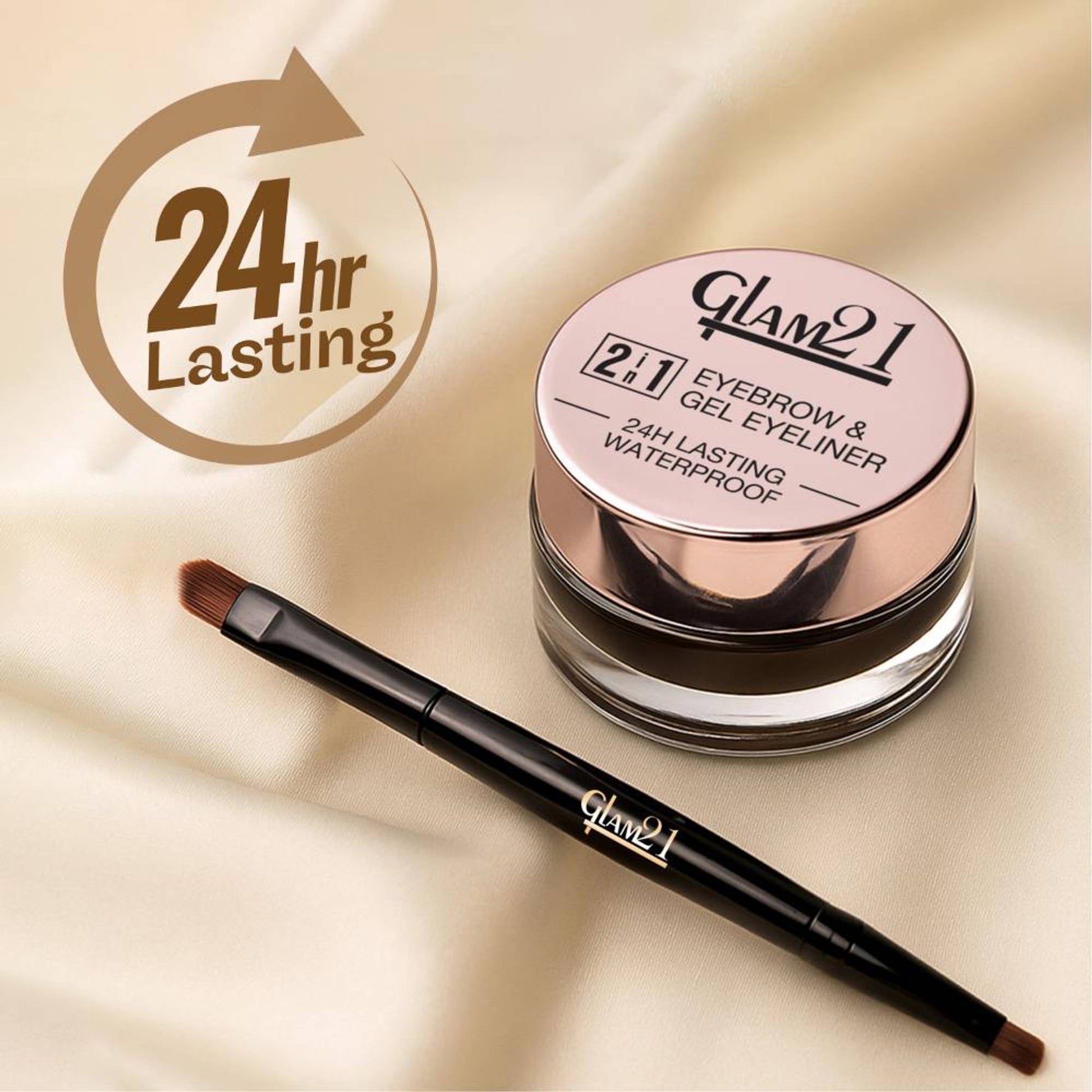 GLAM21 2-In-1 Eyebrow & Gel Eyeliner 24-Hour Stay Waterproof - 02 Brown