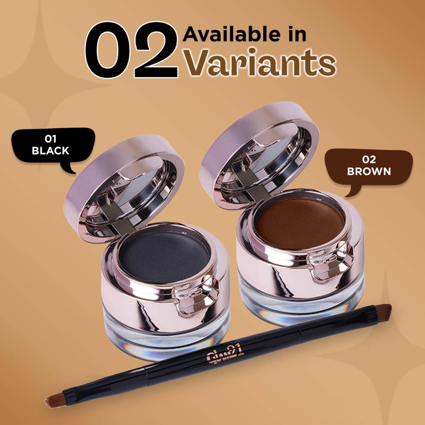 GLAM21 2-In-1 Eyebrow & Gel Eyeliner 24-Hour Stay Waterproof - 02 Brown