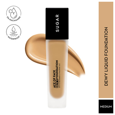 SUGAR Ace Of Face Dewy Foundation, 5% Niacinamide + HA - Frappe