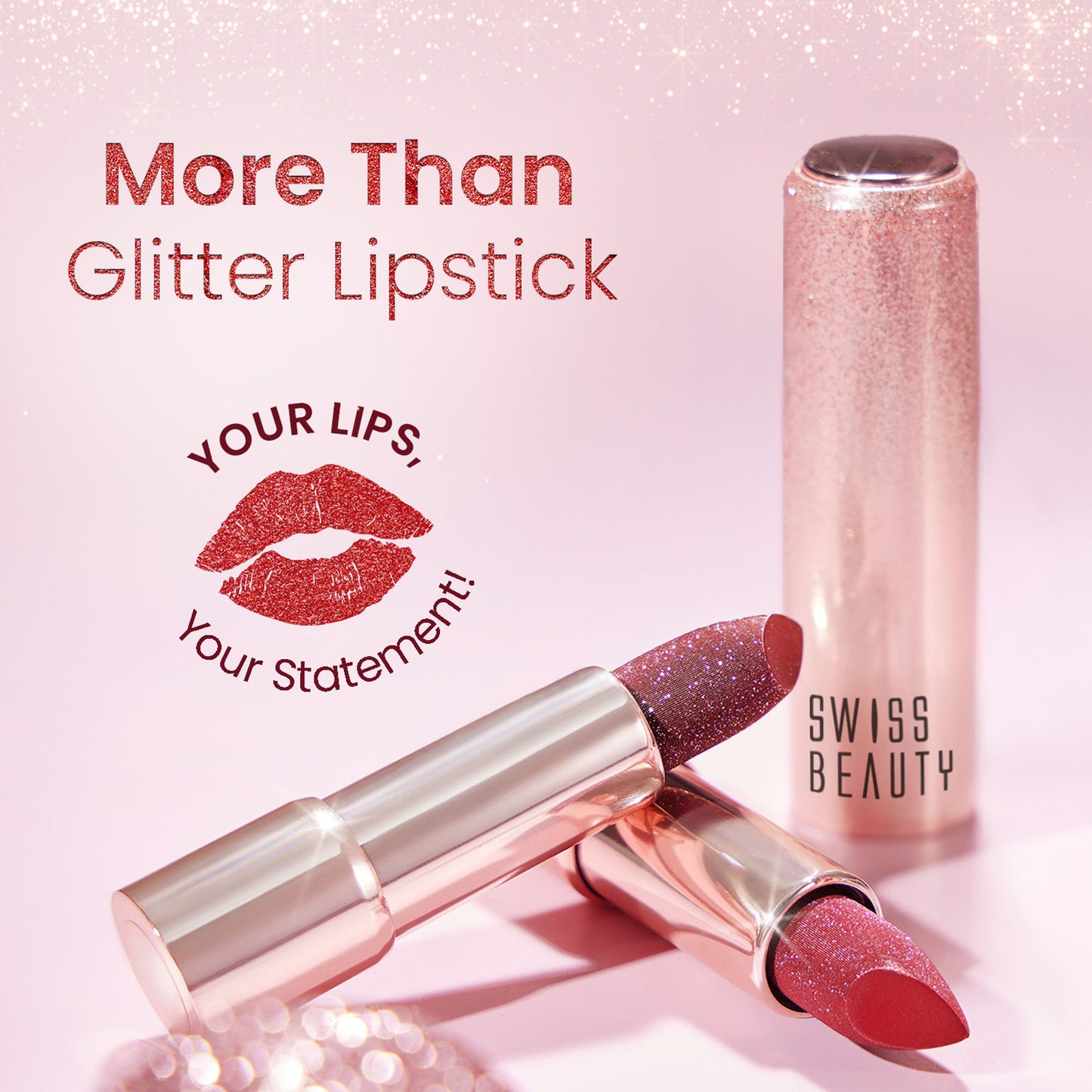 Swiss Beauty More Than Glitter Lipstick - 1 Sparkle Gold