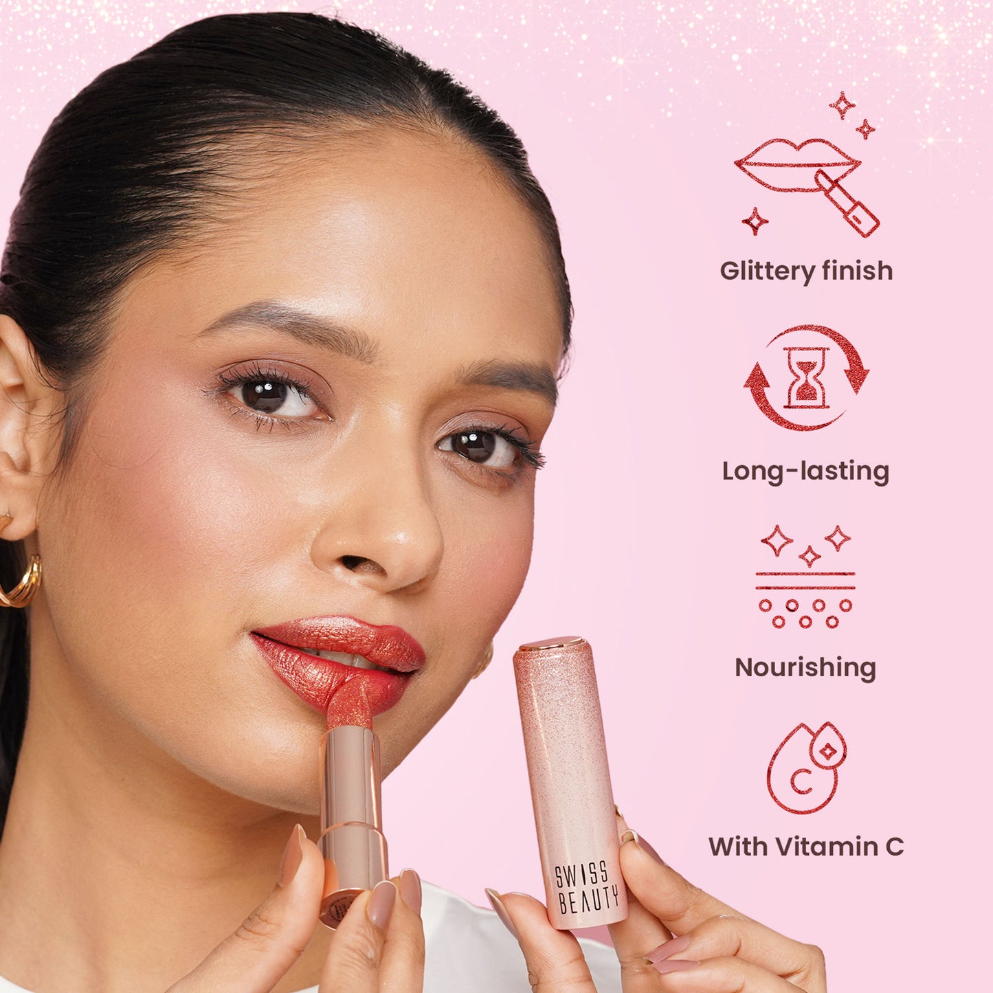 Swiss Beauty More Than Glitter Lipstick - 6 Twinkle Copper
