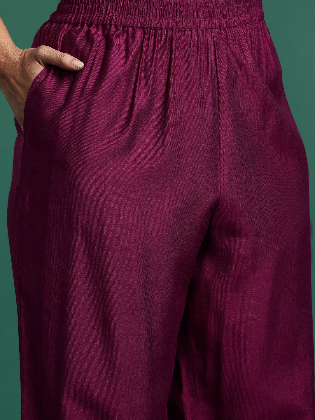 Indyancart IE Plus Size Ethnic Motifs Embroidered Liva Kurta with Trousers & With Dupatta