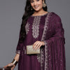 Indyancart IE Plus Size Ethnic Motifs Embroidered Sequinned Kurta with Trousers & Dupatta