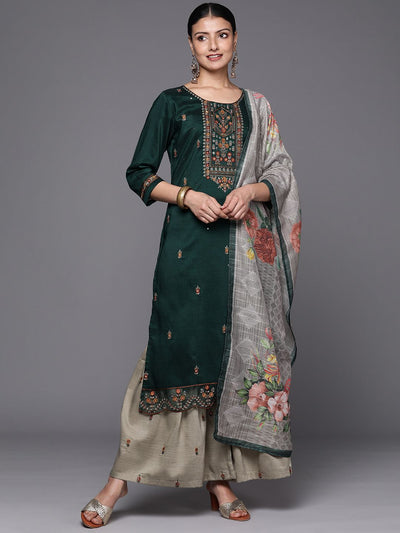Dhiyona VA Floral Yoke Design Thread Work Kurta with Sharara & With Dupatta