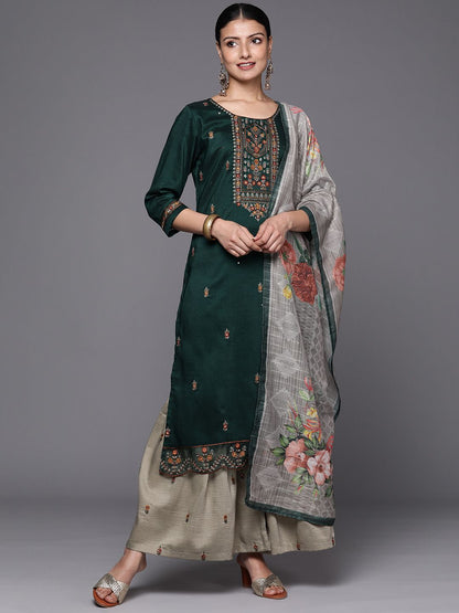 Indyancart VA Floral Yoke Design Thread Work Kurta with Sharara & With Dupatta